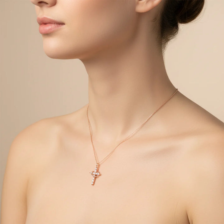 Cross Necklace Crown Pendant Gold Silver Faith Jewellery