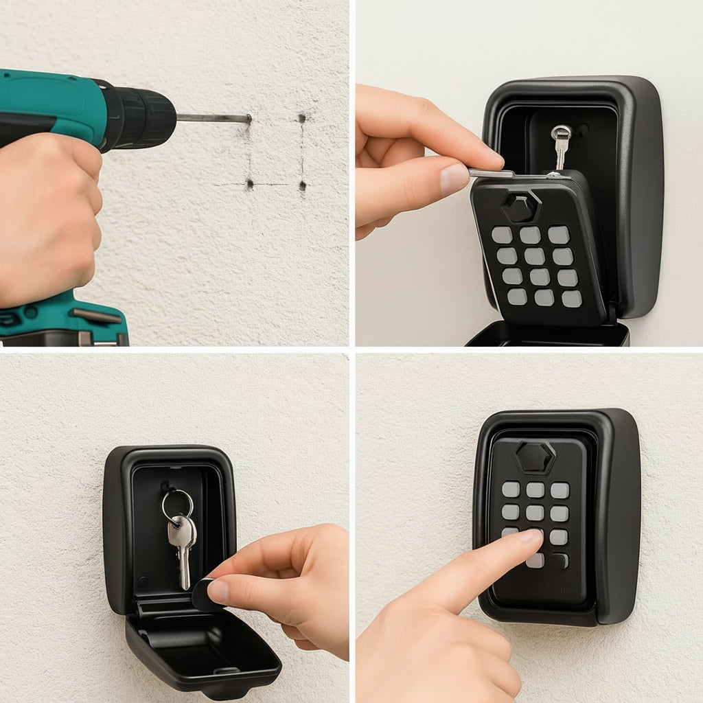 Key Lock Box Wall Mounted Outdoor Waterproof Combination Safe