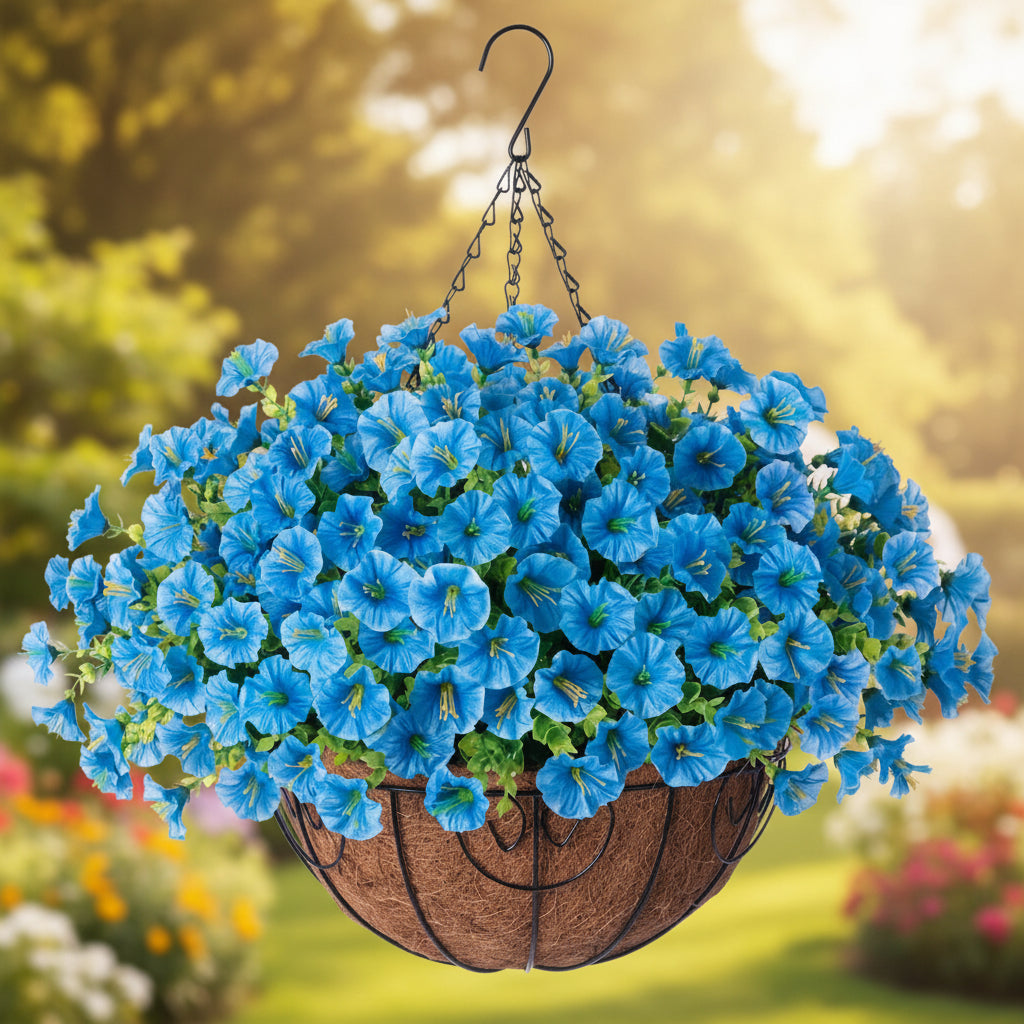 Silk Flowers Hanging Basket Indoor Outdoor Decor