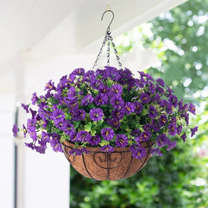 Silk Flowers Hanging Basket Indoor Outdoor Decor