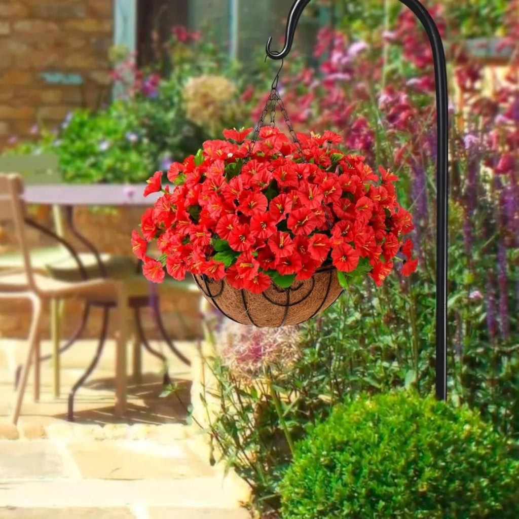 Silk Flowers Hanging Basket Indoor Outdoor Decor