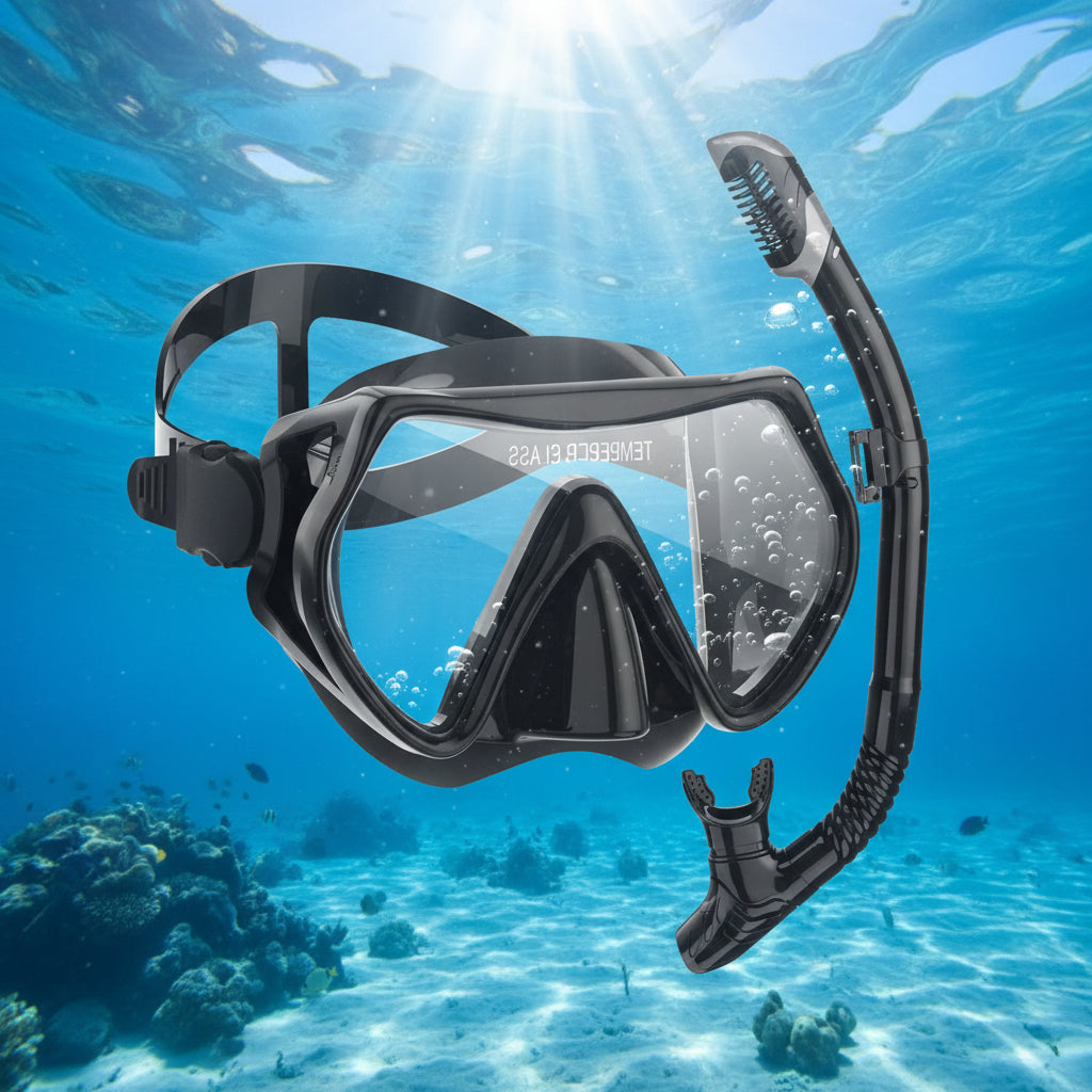 Snorkel Mask Set Adjustable Strap Design Dry Snorkel