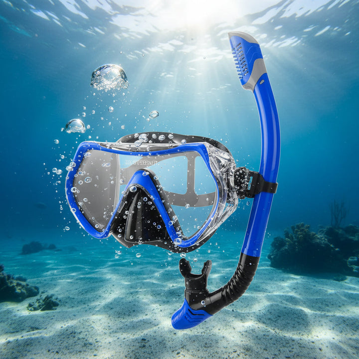 Snorkel Mask Set Adjustable Strap Design Dry Snorkel