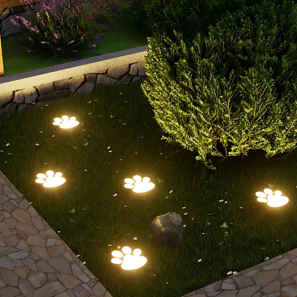 Solar Lights Paw Print Outdoor Waterproof Garden Path Decor