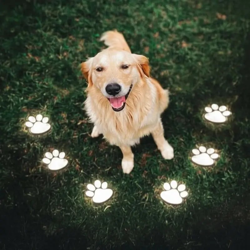 Solar Lights Paw Print Outdoor Waterproof Garden Path Decor