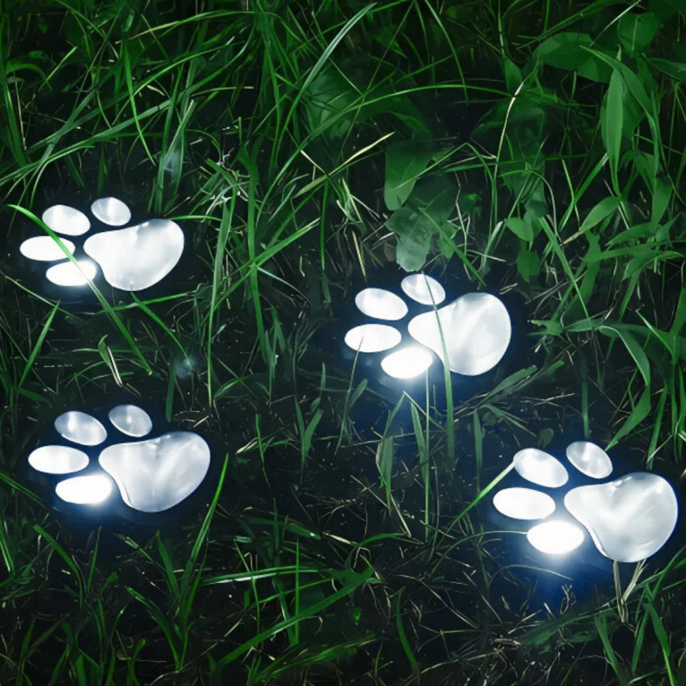 Solar Lights Paw Print Outdoor Waterproof Garden Path Decor