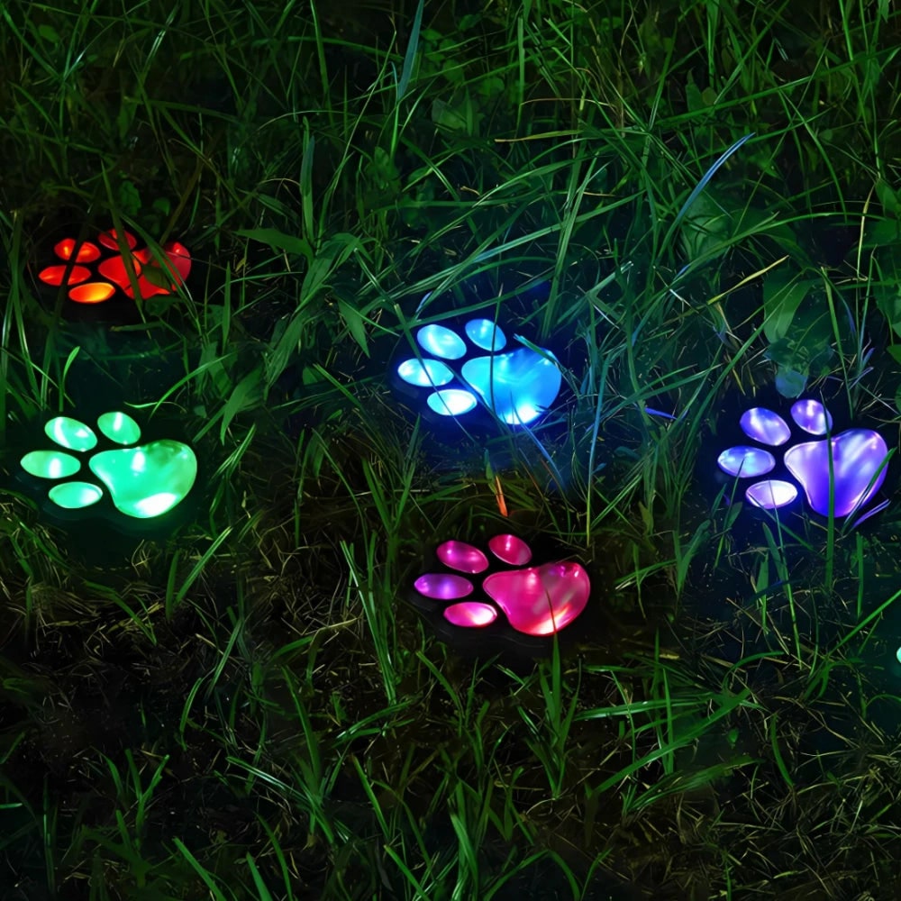 Solar Lights Paw Print Outdoor Waterproof Garden Path Decor