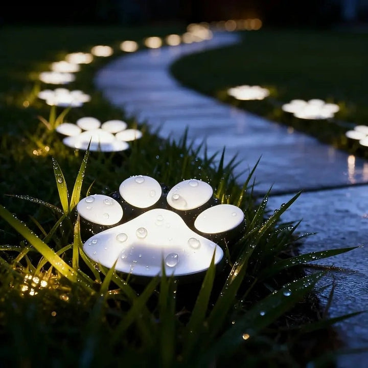 Solar Lights Paw Print Outdoor Waterproof Garden Path Decor
