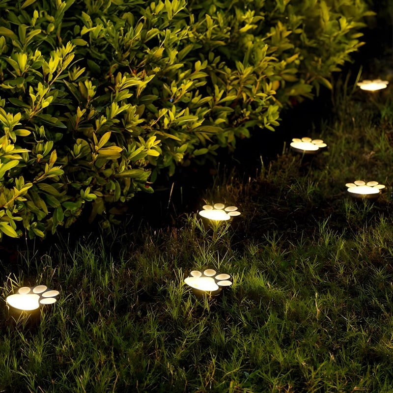 Solar Lights Paw Print Outdoor Waterproof Garden Path Decor