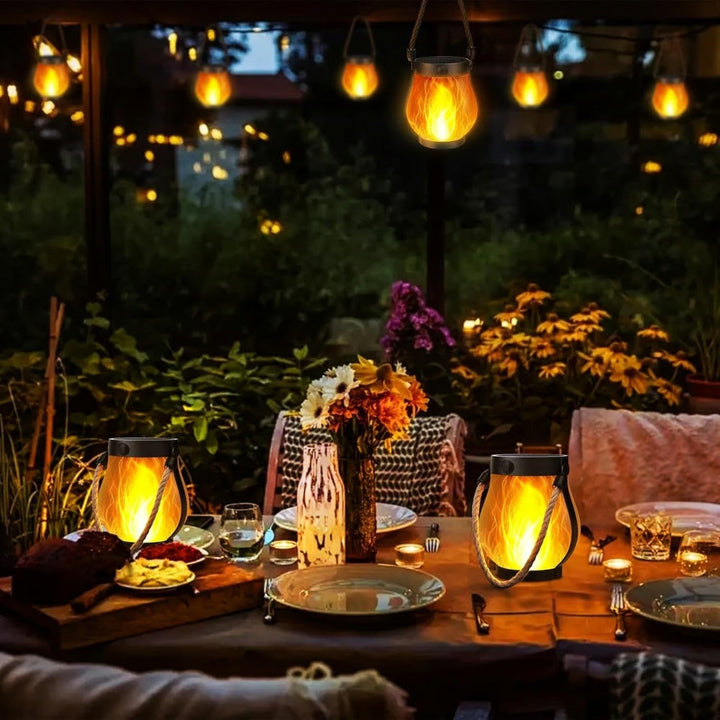 Solar Powered Outdoor Lantern Flame Effect Design