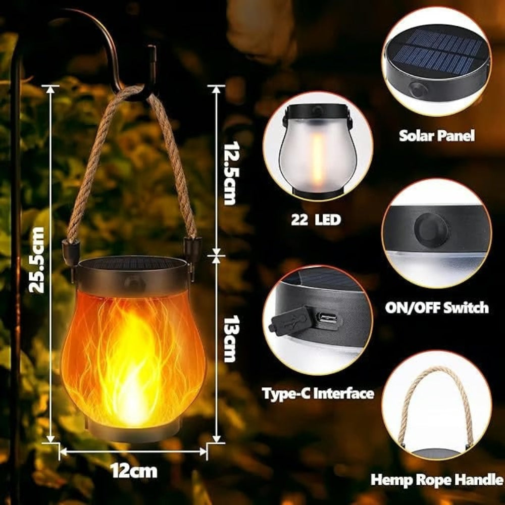 Solar Powered Outdoor Lantern Flame Effect Design