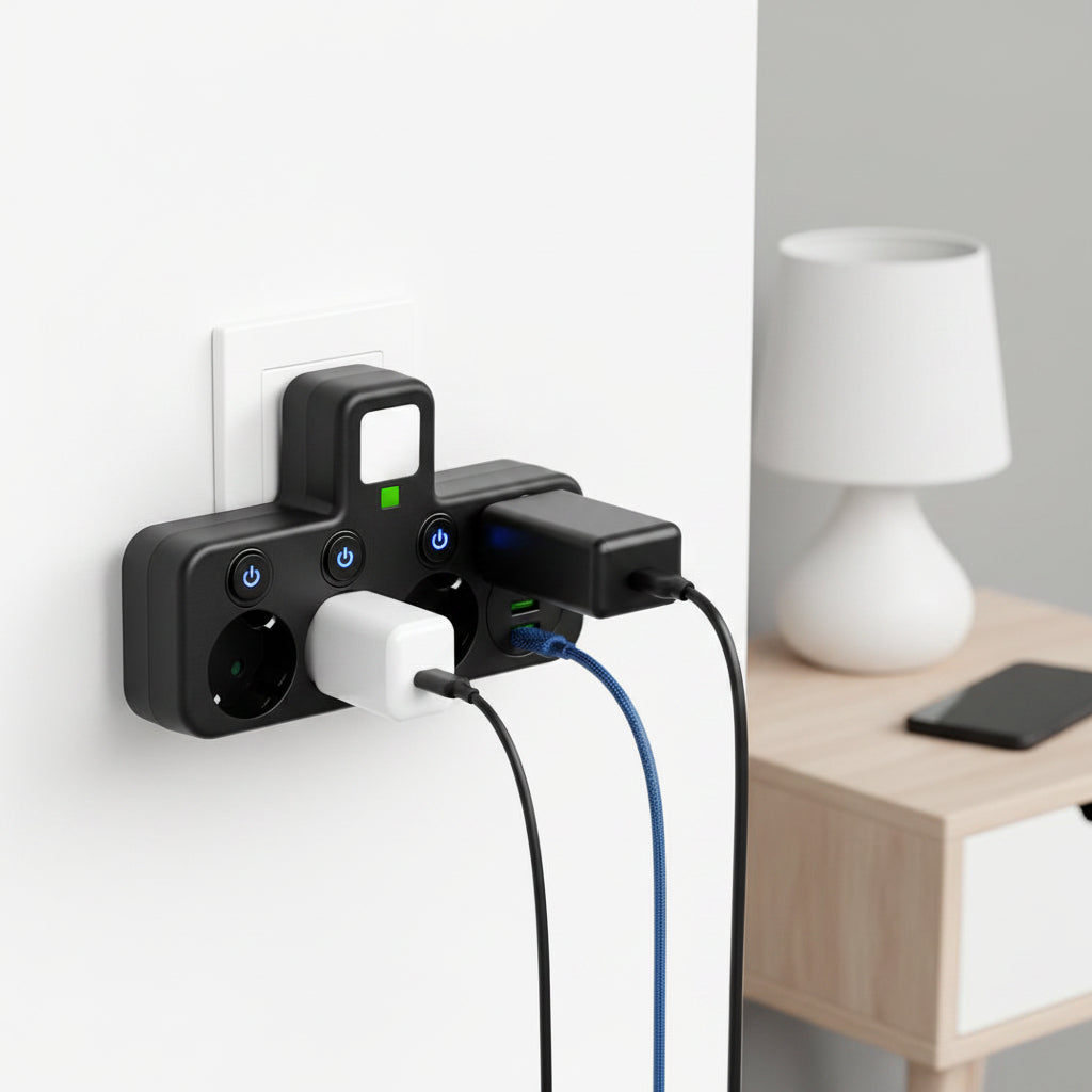 Surge Protection Power Strip USB Outlets Wall Mount