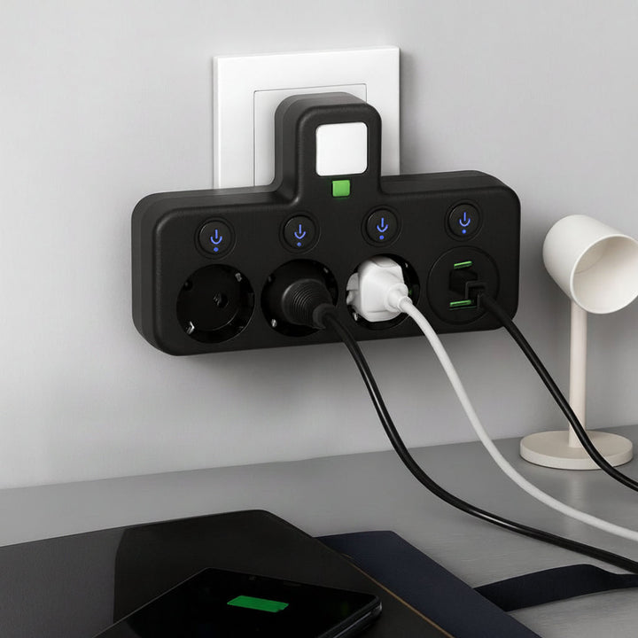 Surge Protection Power Strip USB Outlets Wall Mount