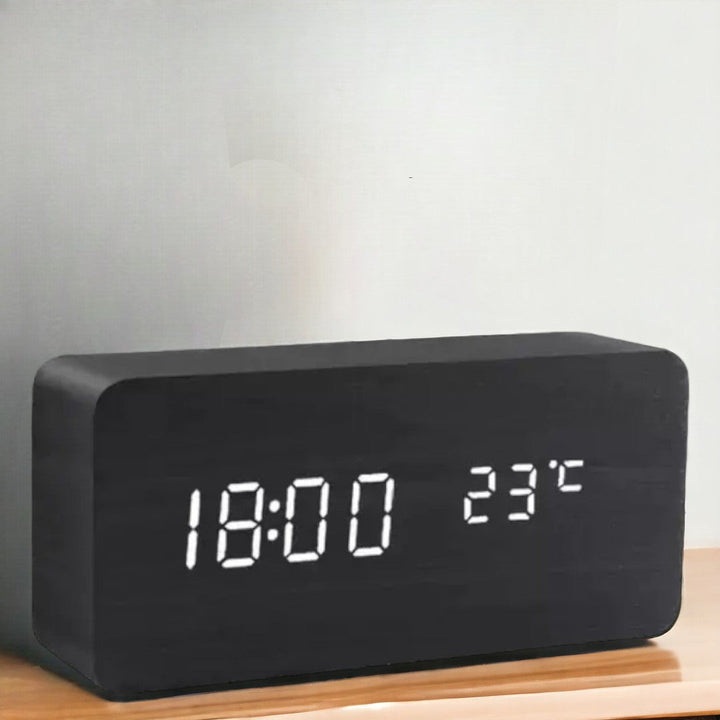 LED Smart Alarm Clock | Modern Voice-Controlled Wooden Design