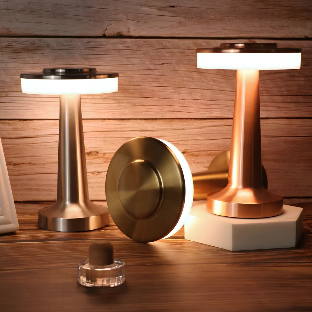 Table Lamp Cordless Metal Rechargeable Dimmable LED Light