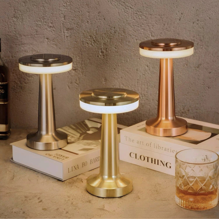 Table Lamp Cordless Metal Rechargeable Dimmable LED Light