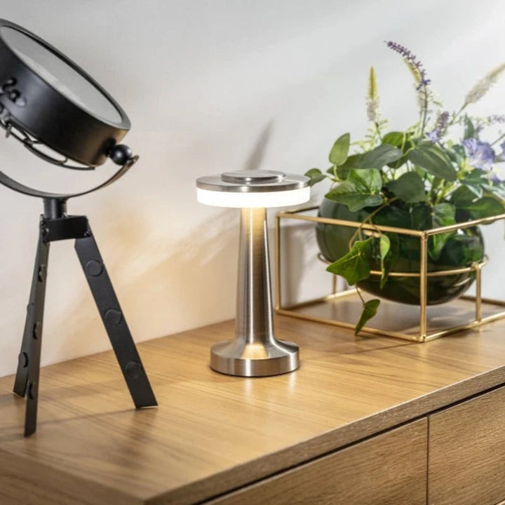 Table Lamp Cordless Metal Rechargeable Dimmable LED Light