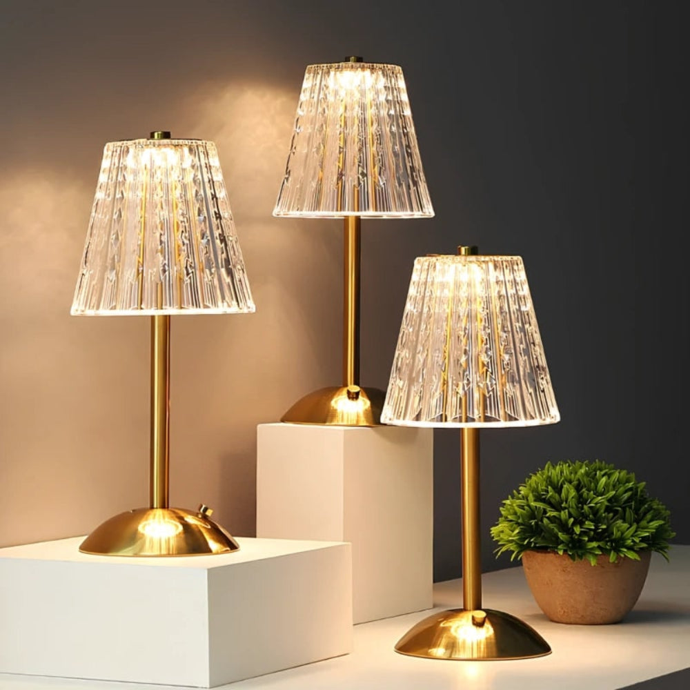 Table Lamp Crystal Cordless Rechargeable Dimmable LED Light