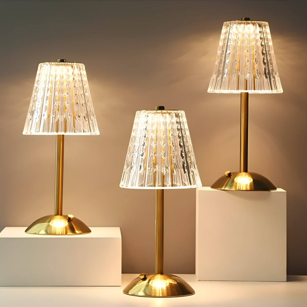 Table Lamp Crystal Cordless Rechargeable Dimmable LED Light
