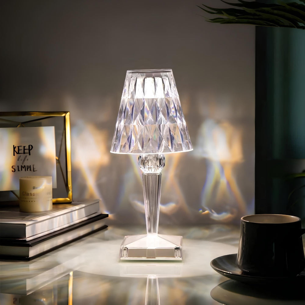 Table Lamp Crystal Rechargeable Touch Dimmable LED Light