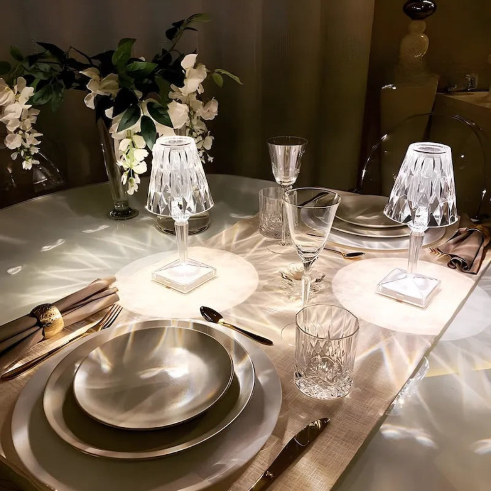 Table Lamp Crystal Rechargeable Touch Dimmable LED Light