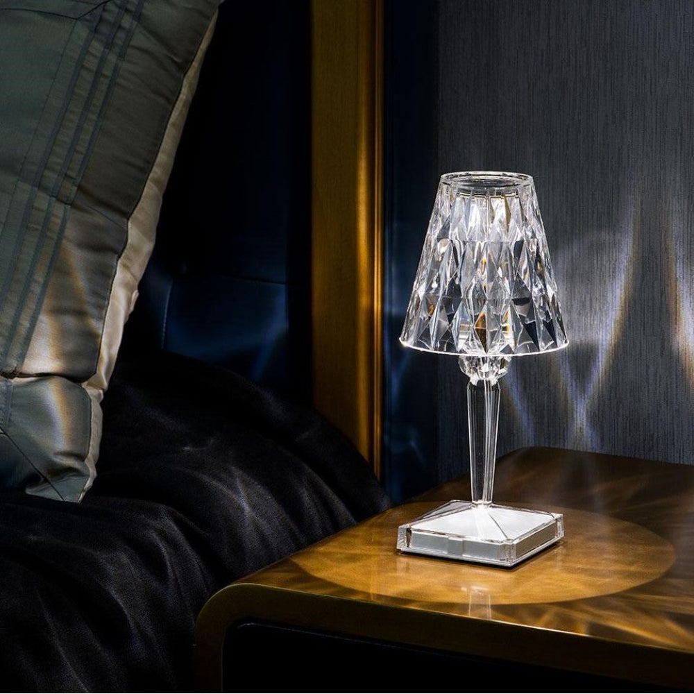 Table Lamp Crystal Rechargeable Touch Dimmable LED Light