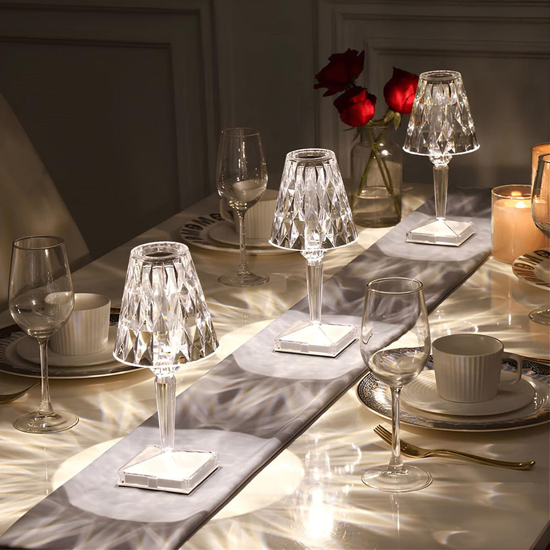 Table Lamp Crystal Rechargeable Touch Dimmable LED Light