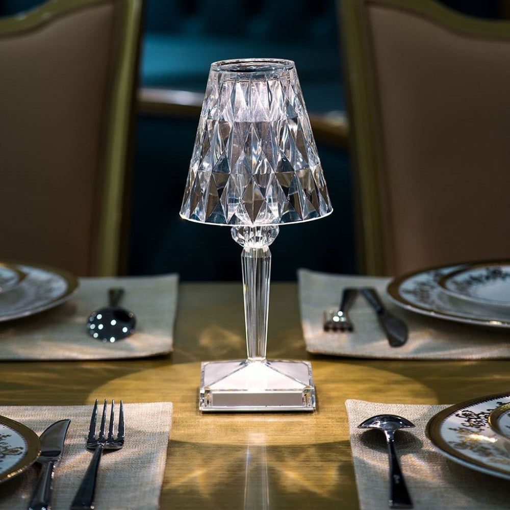 Table Lamp Crystal Rechargeable Touch Dimmable LED Light