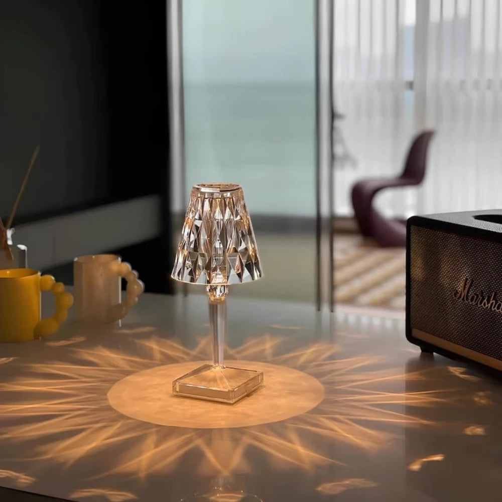 Table Lamp Crystal Rechargeable Touch Dimmable LED Light