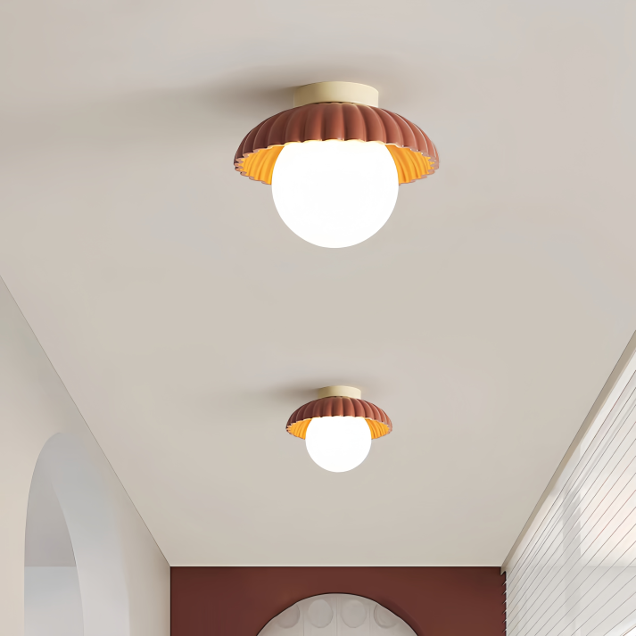 Iron Hallway Ceiling Light | Modern Glass &amp; Metal Flush Mount