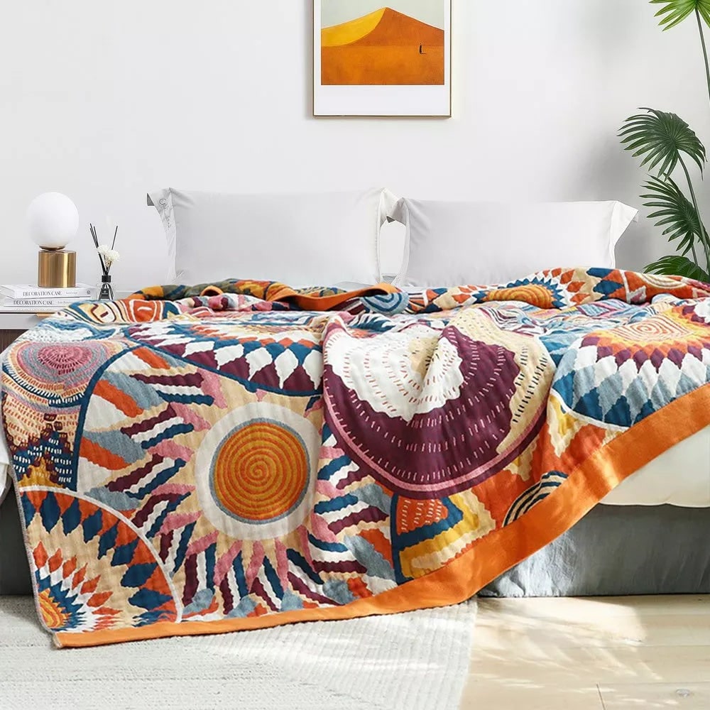 Throw Blanket Cotton Fluffy All Season Decorative Bedding