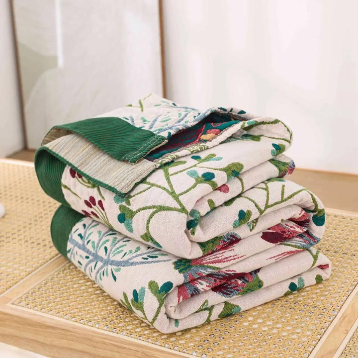 Throw Blanket Cotton Fluffy Decorative Floral Design