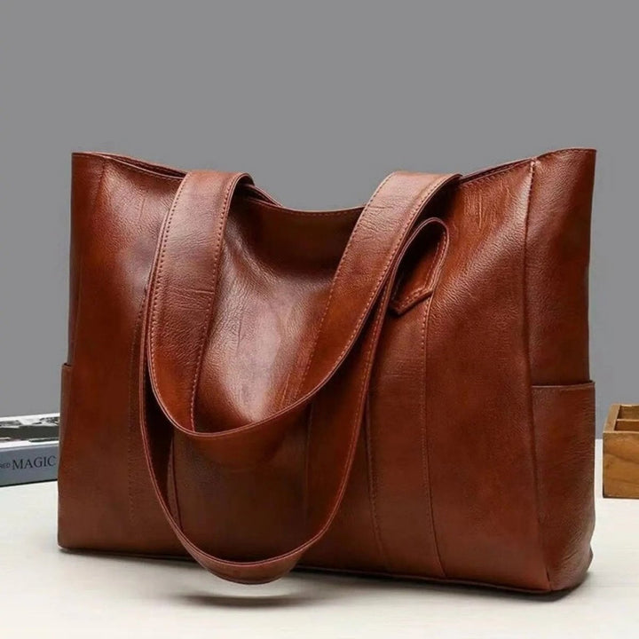 Tote Bag Faux Leather Shoulder Zip Pocket Work Handbag