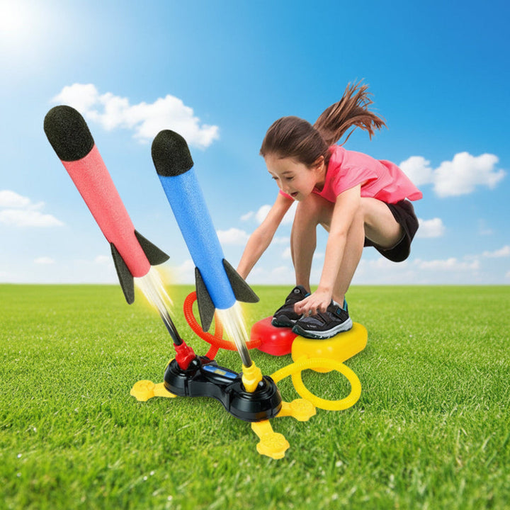 Toy Rocket Launcher Outdoor Fun Dual Action Playset
