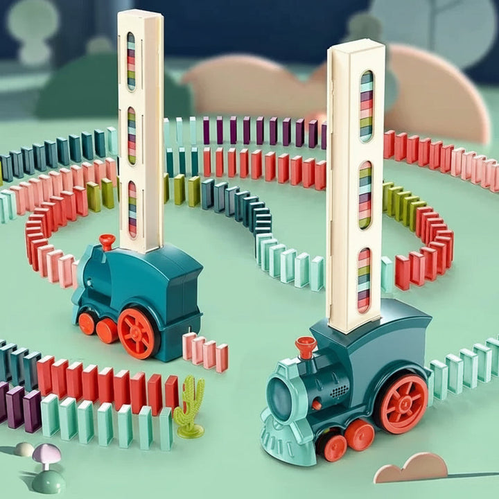 Domino Kids Train Toy Automatic Building Set Sound Light