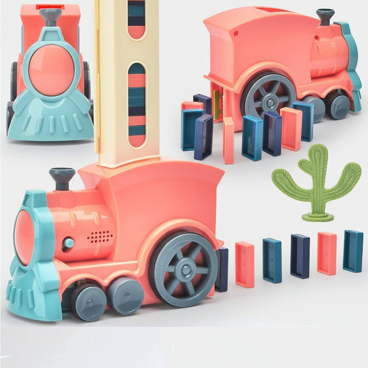 Domino Kids Train Toy Automatic Building Set Sound Light
