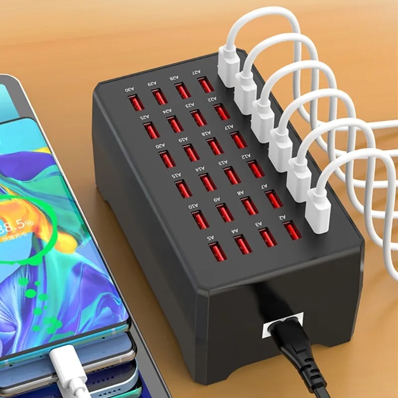 USB Charger 30 Port Multi Device Charging Station
