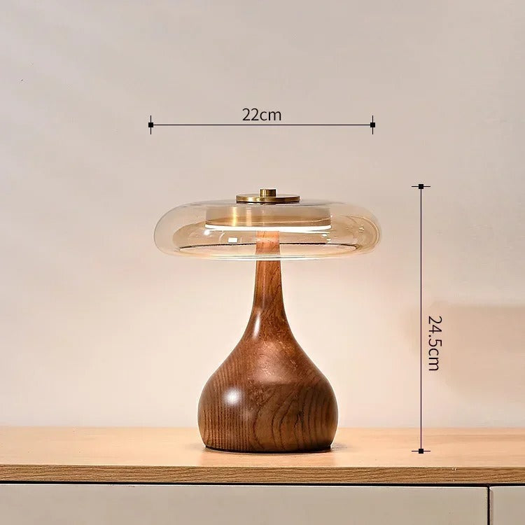 Andi Glass Table Lamp | Modern Brass &amp; Wood Accent Light