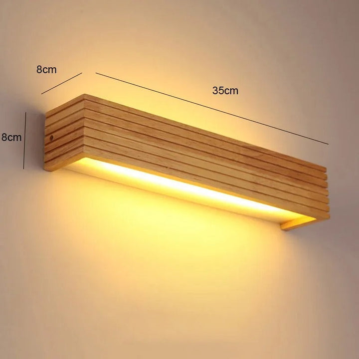 Modern Wooden LED Wall Lamp | Minimalist Bedroom &amp; Living Room Lighting