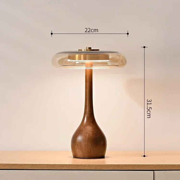 Andi Glass Table Lamp | Modern Brass &amp; Wood Accent Light