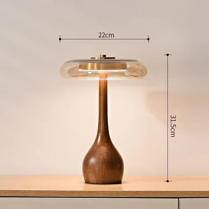 Andi Glass Table Lamp | Modern Brass &amp; Wood Accent Light