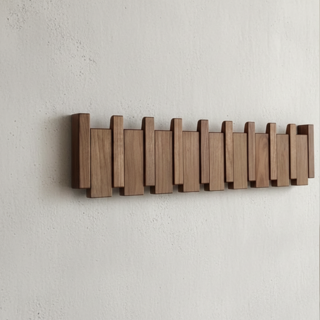 Wall Mounted Coat Rack Wooden Modern Design