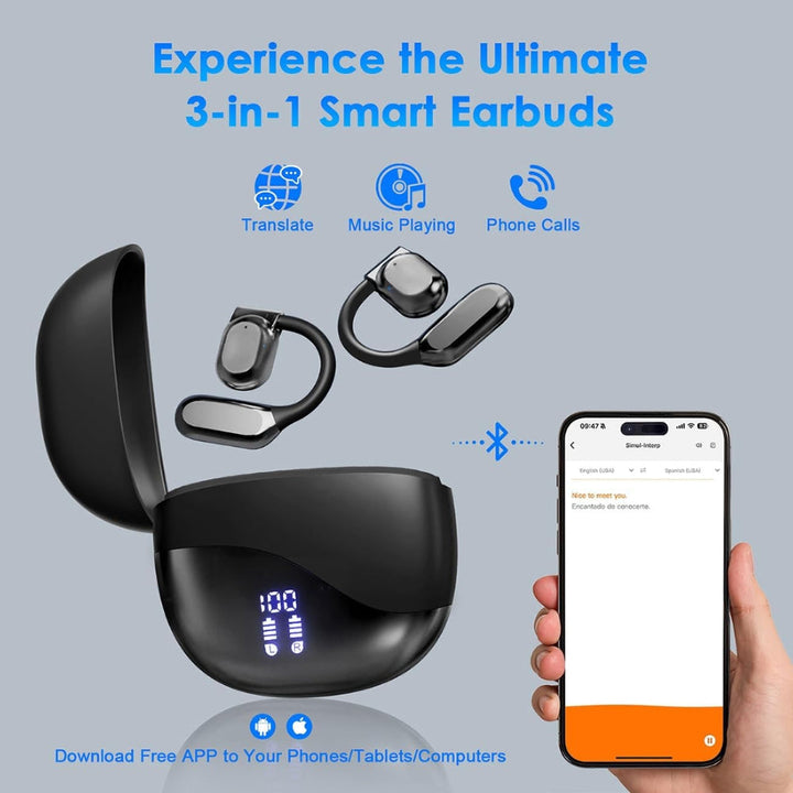 Wireless Earbuds Type C Charging Smart Translation Function