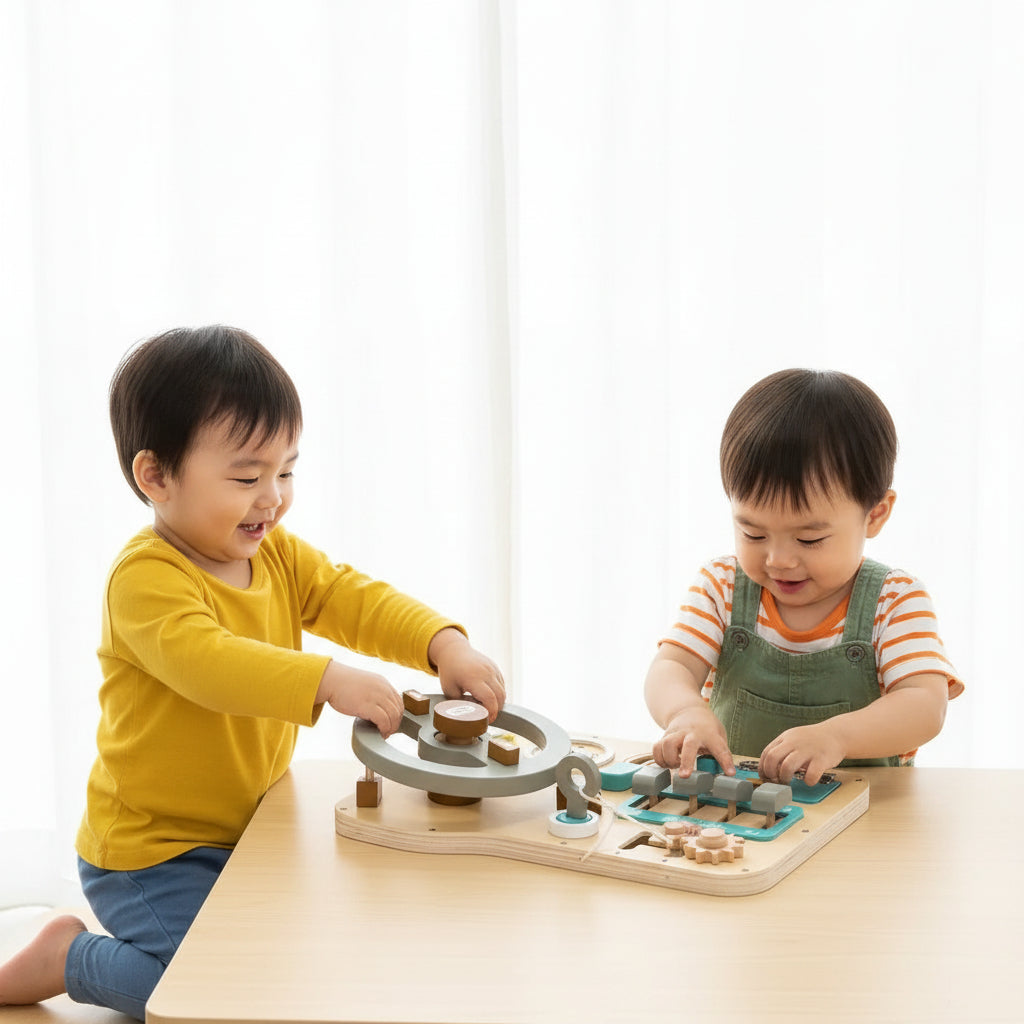 Wooden Steering Wheel Toy Toddlers Imaginative Play Fun