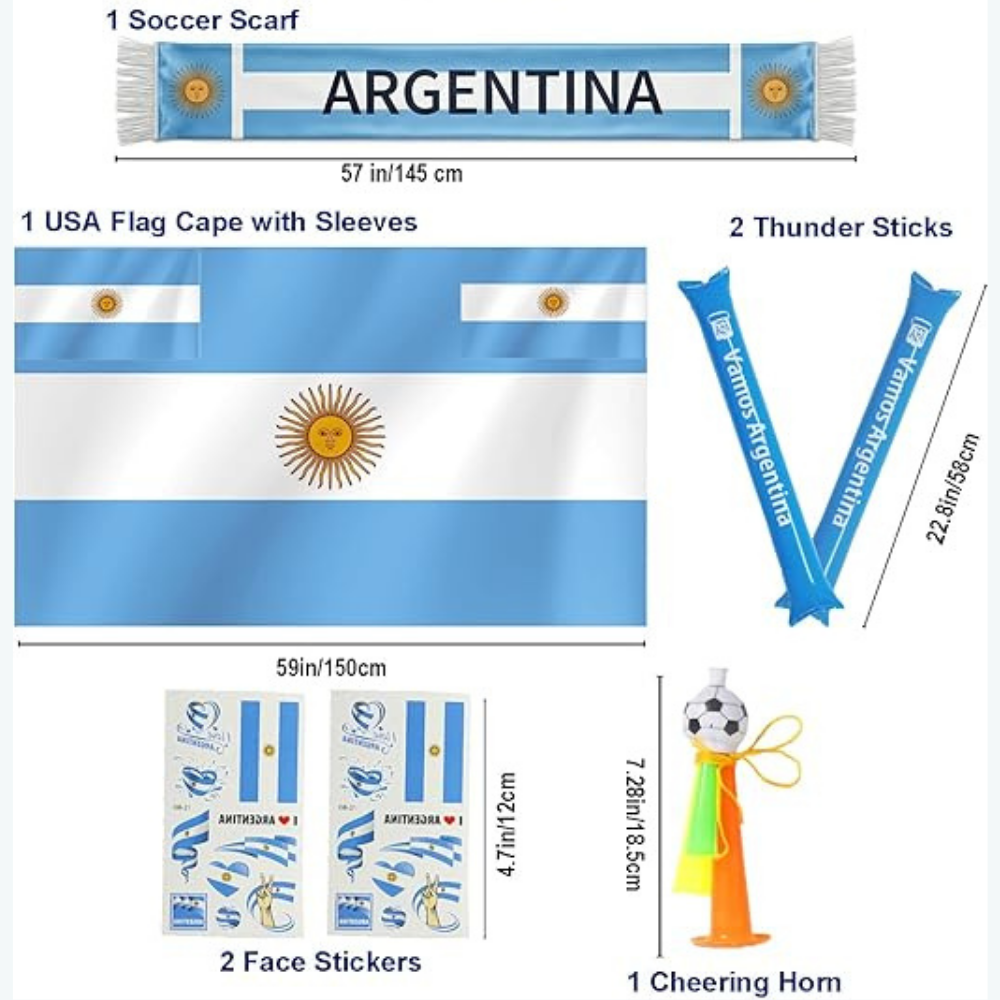 World Cup Argentina Flag Soccer Scarf Thunder Sticks