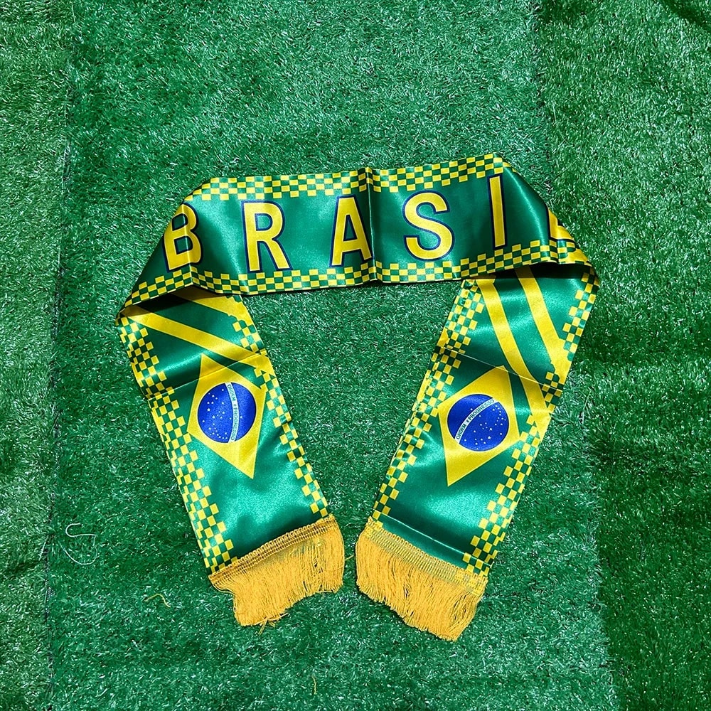 World Cup Brazil Flag Football Scarf Fringe Brazil Scarf
