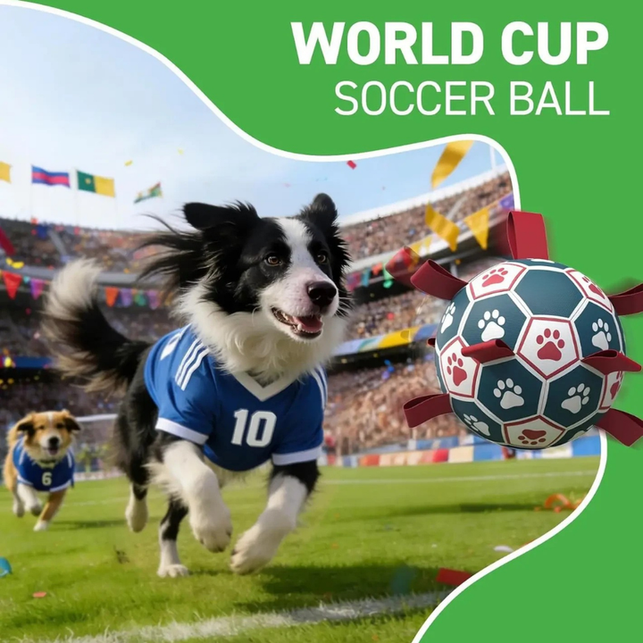 World Cup Interactive Dog Toy Durable Ball Mesh Rope Grip