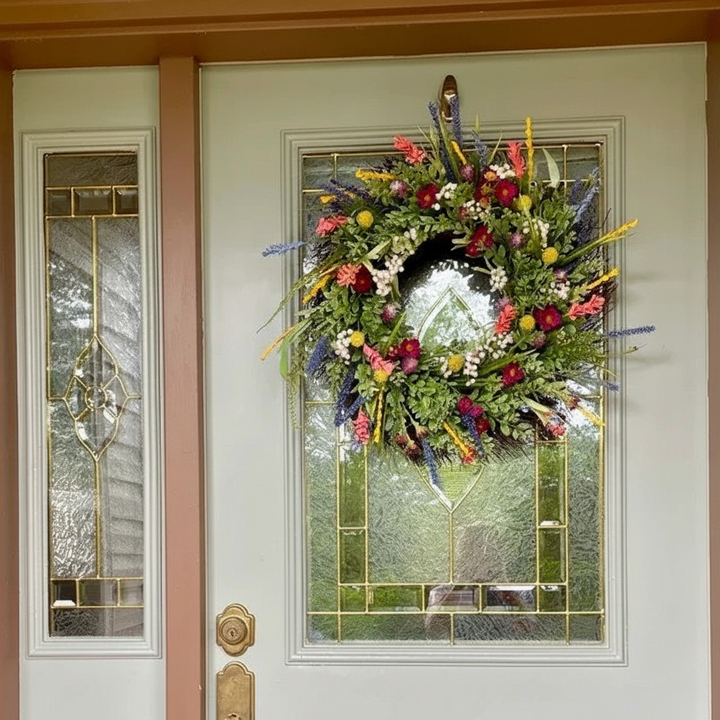 Wreath Front Door Spring Floral Seasonal Decor