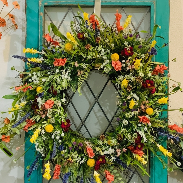 Wreath Front Door Spring Floral Seasonal Decor
